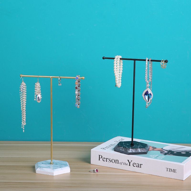 Art T-shaped Jewelry Rack Necklace Ring Earrings Storage Dresser Desktop Ornaments Display Stand T-shaped Jewelry Rack