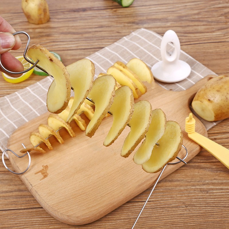 cyclone potato slicer barbecue potato tower hand-cranking slicer vegetable spiral slicer string hand potato cutter_voghion.com