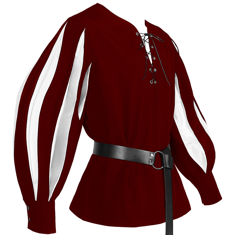 2023 new Victorian European and American medieval color matching shirt gothic dark contrast color retro shirt