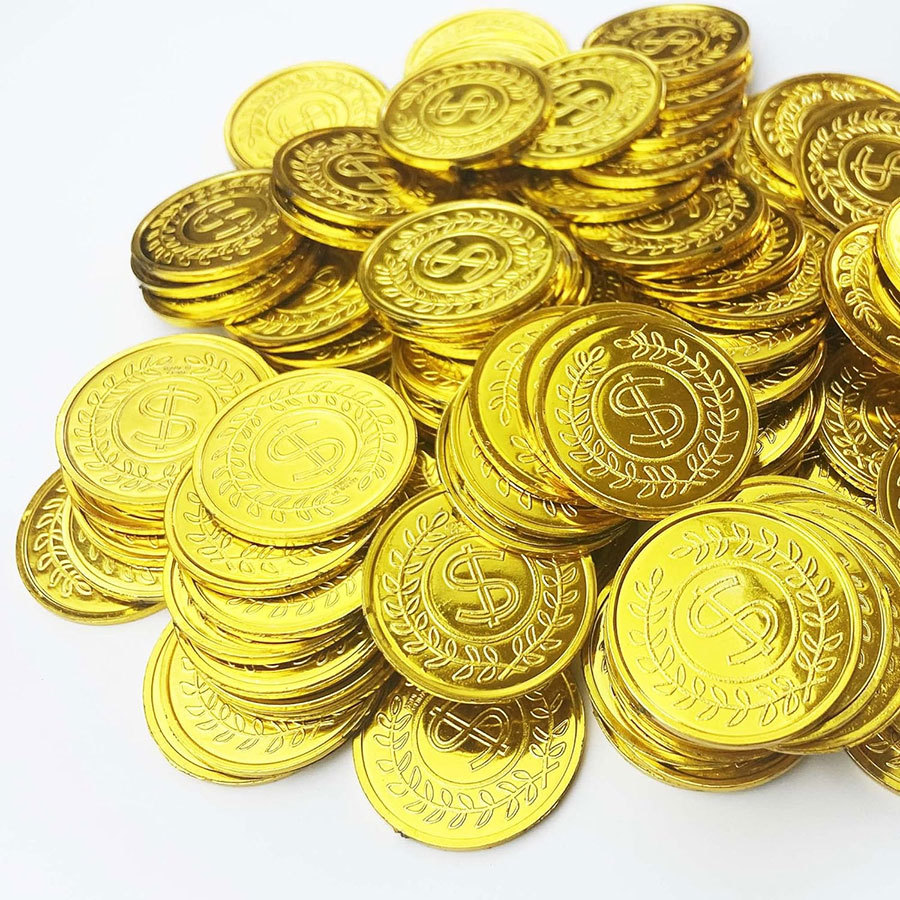 Plastic gold coin pirate coin glittering atmosphere layout supplies Halloween props game coin treasure