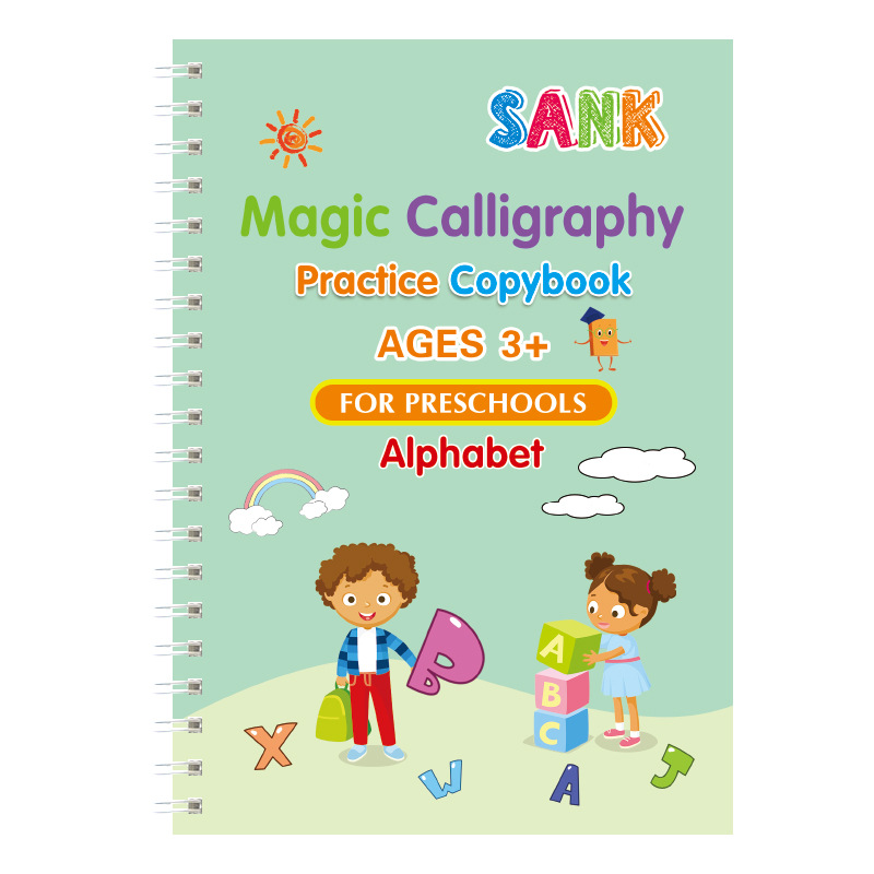 Foreign Trade Cross-border Factory Sell English Version Children's Groove Copybook Preschool Hard Pen Magic Full English Writing Post Board for Students