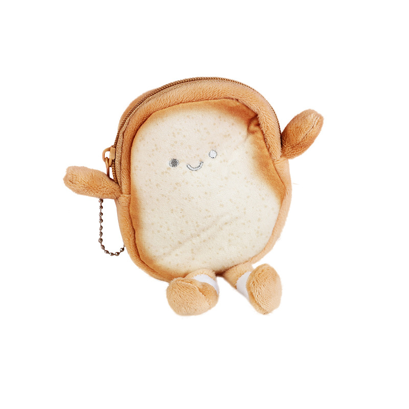 New Toast Plush Doll Can Be Card Bag Coin Purse Toast Plush Pendant Bag Accessories Keychain