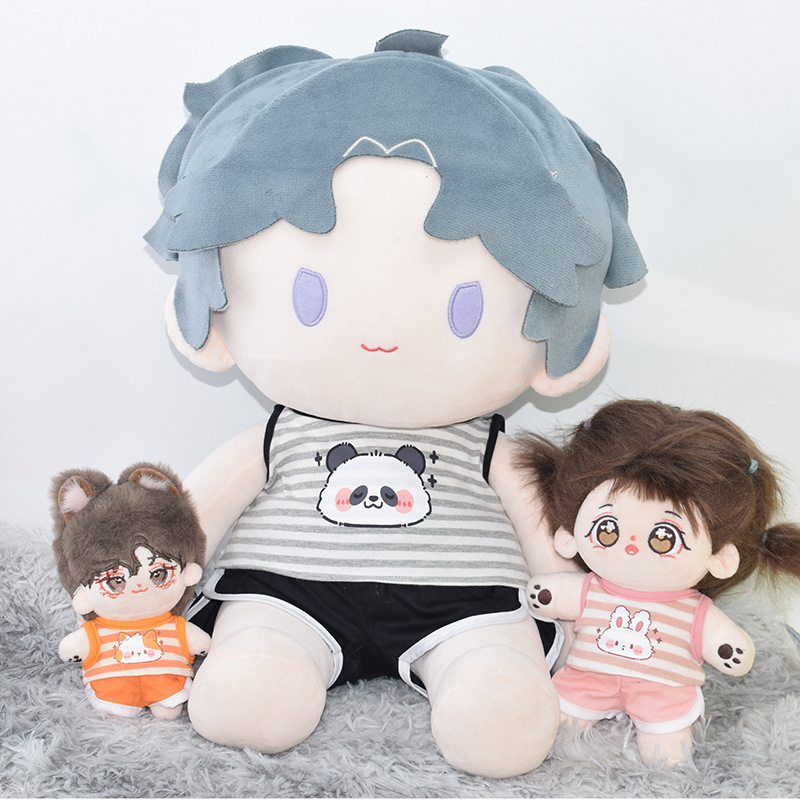 10cm/20cm/40cm Cotton Doll Three Color Sports Leisure Striped Animal Vest suit Sitting Doll Clothes