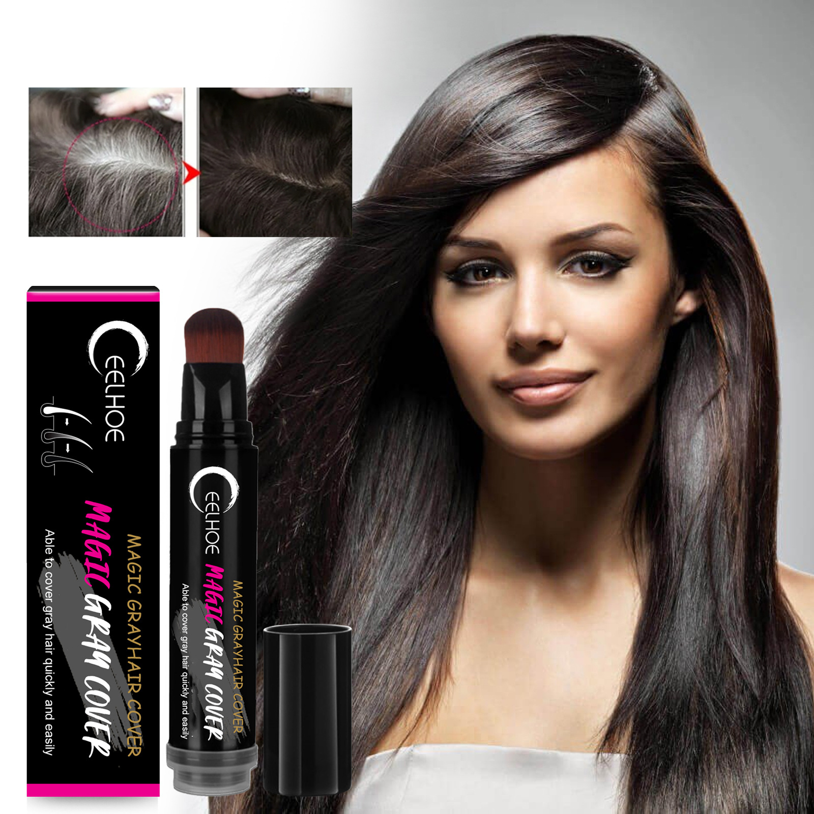 EELHOE disposable plant hair stick washable not hurt hair rehair color black Brown fast white hair cover stick