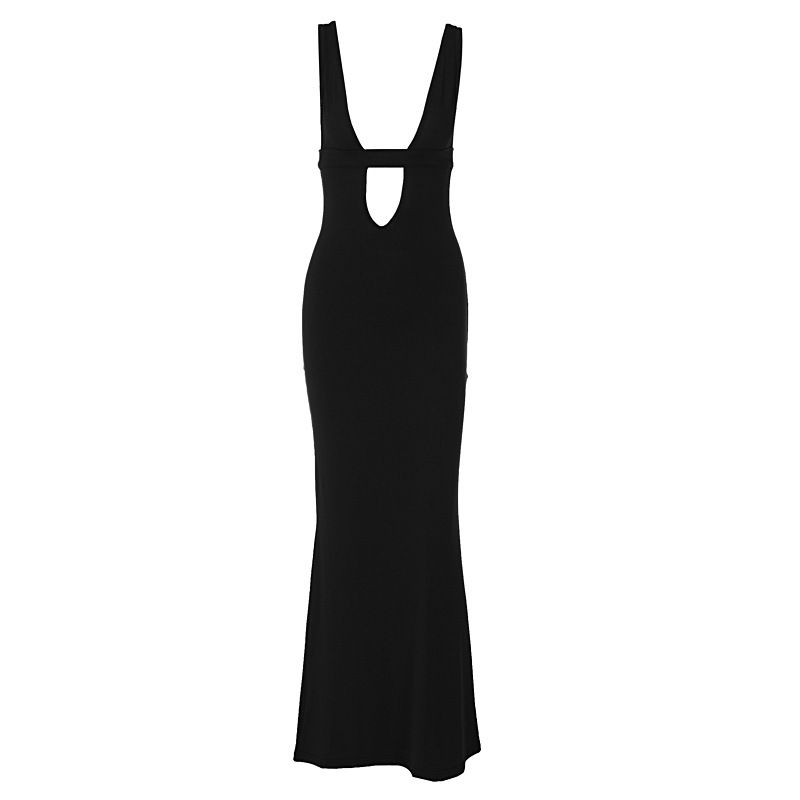 AliExpress European and American hot new sexy deep V patch hollow-out wrapped chest temperament dress slim strap dress