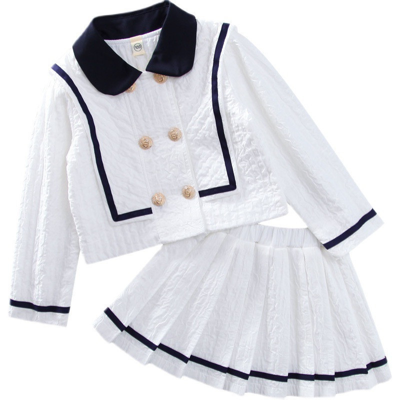 Girl's jk suit preppy style children's dress spring and autumn 2024 New pleated skirt children's clothing baby autumn skirt