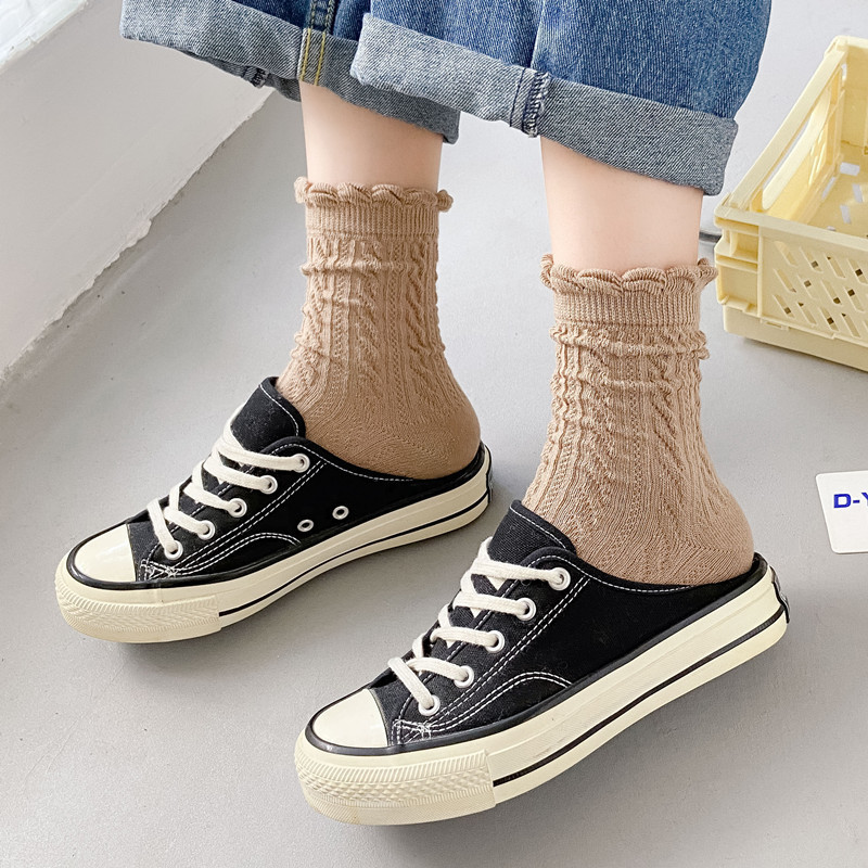 Mary Jane thickened socks children spring and autumn and winter stockings lace twist pile stockings pure white cotton socks wholesale