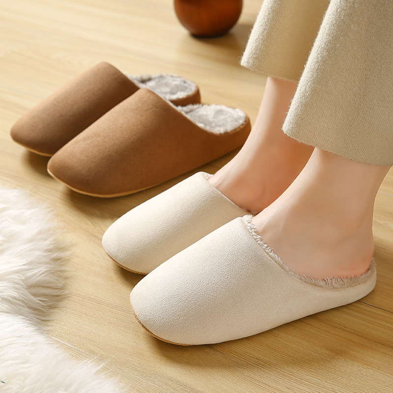 New autumn and winter indoor warm mute men's and women's cotton slippers furry fleece-lined confinement home office cotton slippers