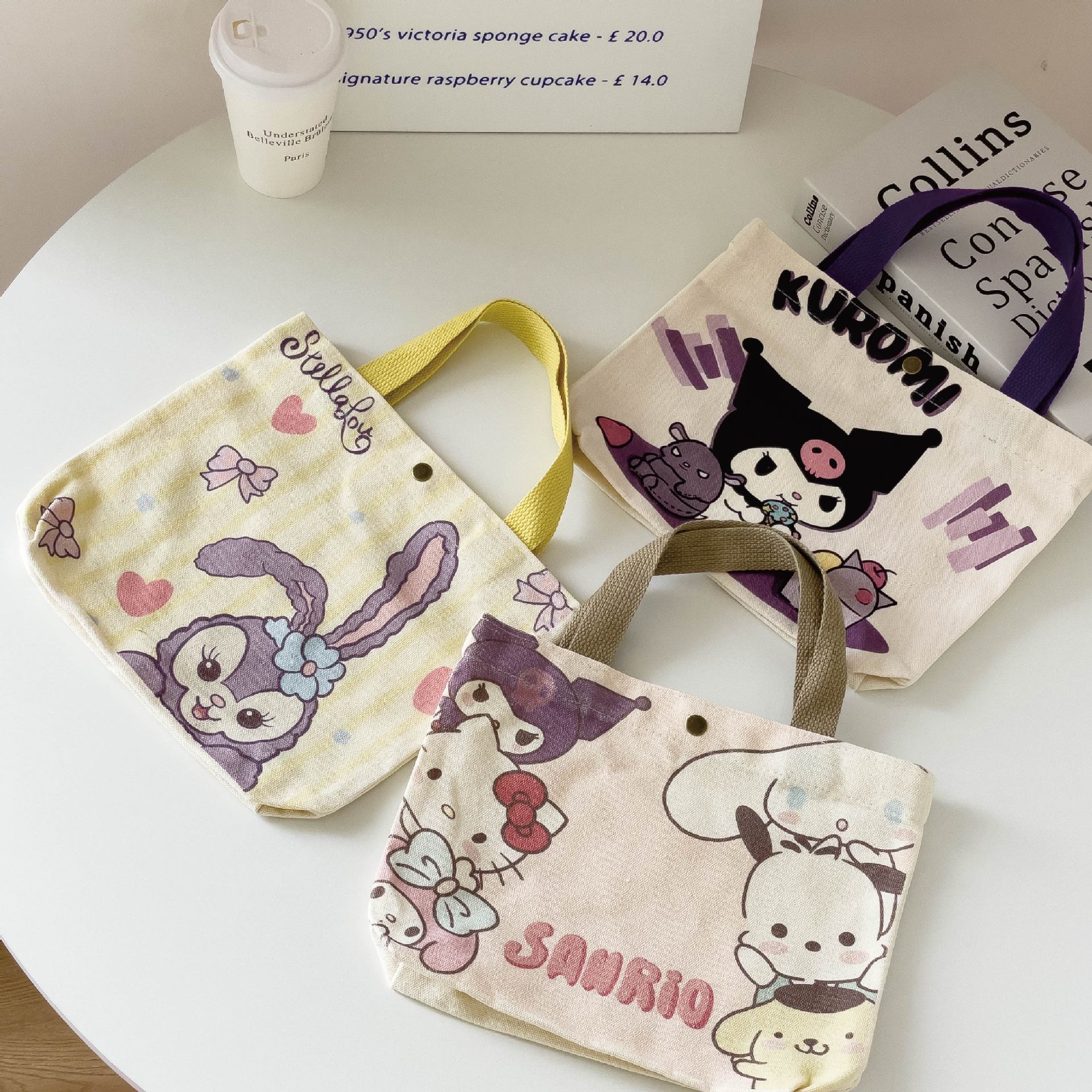 Japanese cartoon cute hand canvas bag student mini hand bag canvas bag custom logo niche design