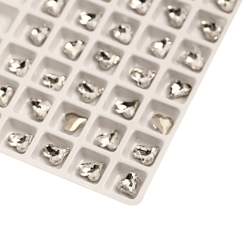 Hot sale nail jewelry transparent diamond Super Flash crooked heart axe Diamond water drop fat square butterfly white diamond nail accessories wholesale