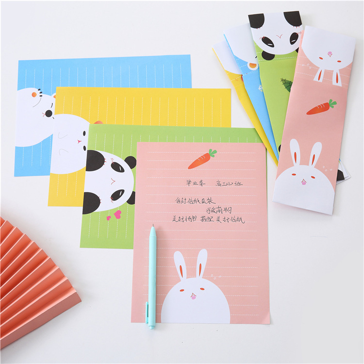 Cross-border Explosions Small Fresh Envelope Stationery Set Creative Small Animal Stationery Stationery 3 Envelope 6 Stationery