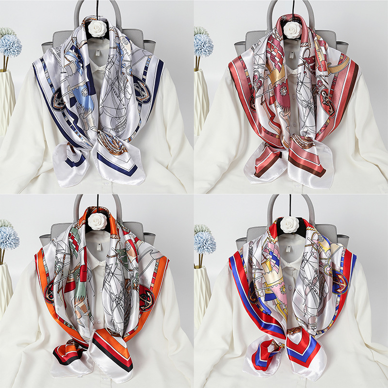 2023 New Long Scarf Wholesale Scarf Head Scarf Women's Printed Village Autumn Decorative Scarf 90 Square Scarf