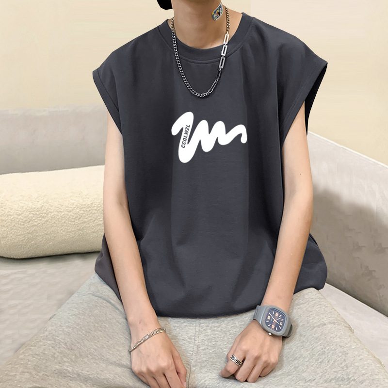 Factory Direct Basketball Vest Men's Summer Thin Loose Large Size Outer Wear Sleeveless T-shirt ins Hong Kong Style All-match T-shirt