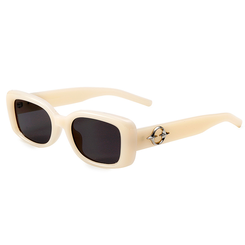 Driving sunglasses, women's niche high-end new beige small frame sunglasses, anti-UV tide