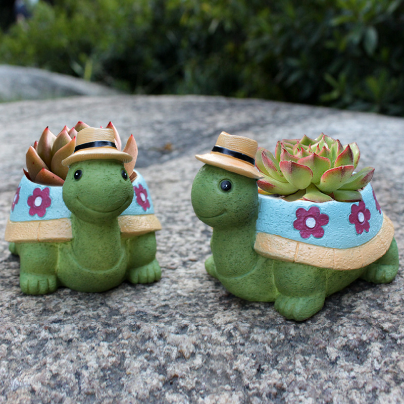 Cartoon succulent flower pot suit combination cute small creative art flower pot home decoration turtle small flower pot decoration