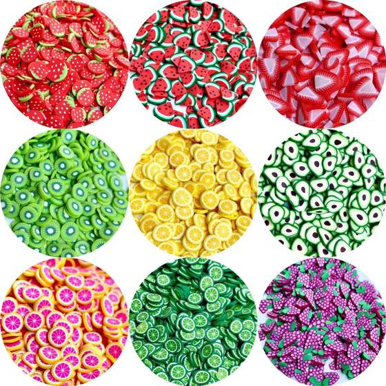 5mm soft pottery fruit slice slice patch diy jewelry handmade material nail art glue drop small decorative toy filling
