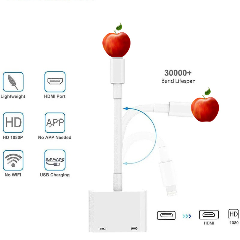 Apple 14 Lightning to HDMI Projection Cable iPhone to TV High Definition Video Converter