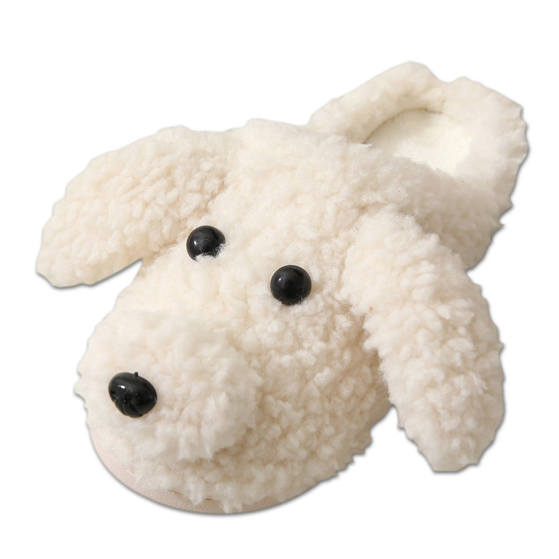 Winter indoor non-slip cotton slippers women's cartoon bear teddy dog bag slippers soft household fluffy slippers wholesale
