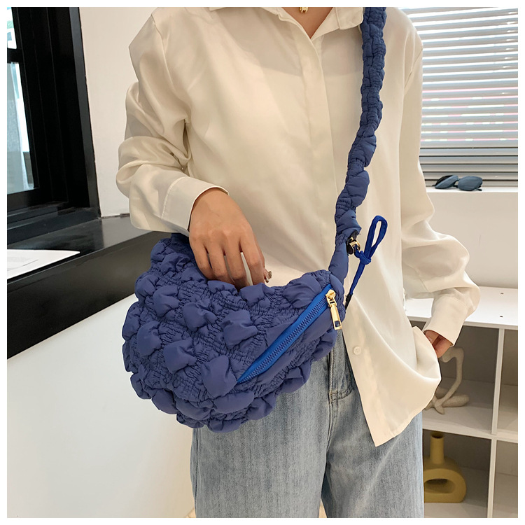 Borsa da donna Niche Bubble Borsa monospalla sottobraccio Borsa coreana in cotone Borsa a tracolla casual Borsa a nuvola plissettata_voghion.com