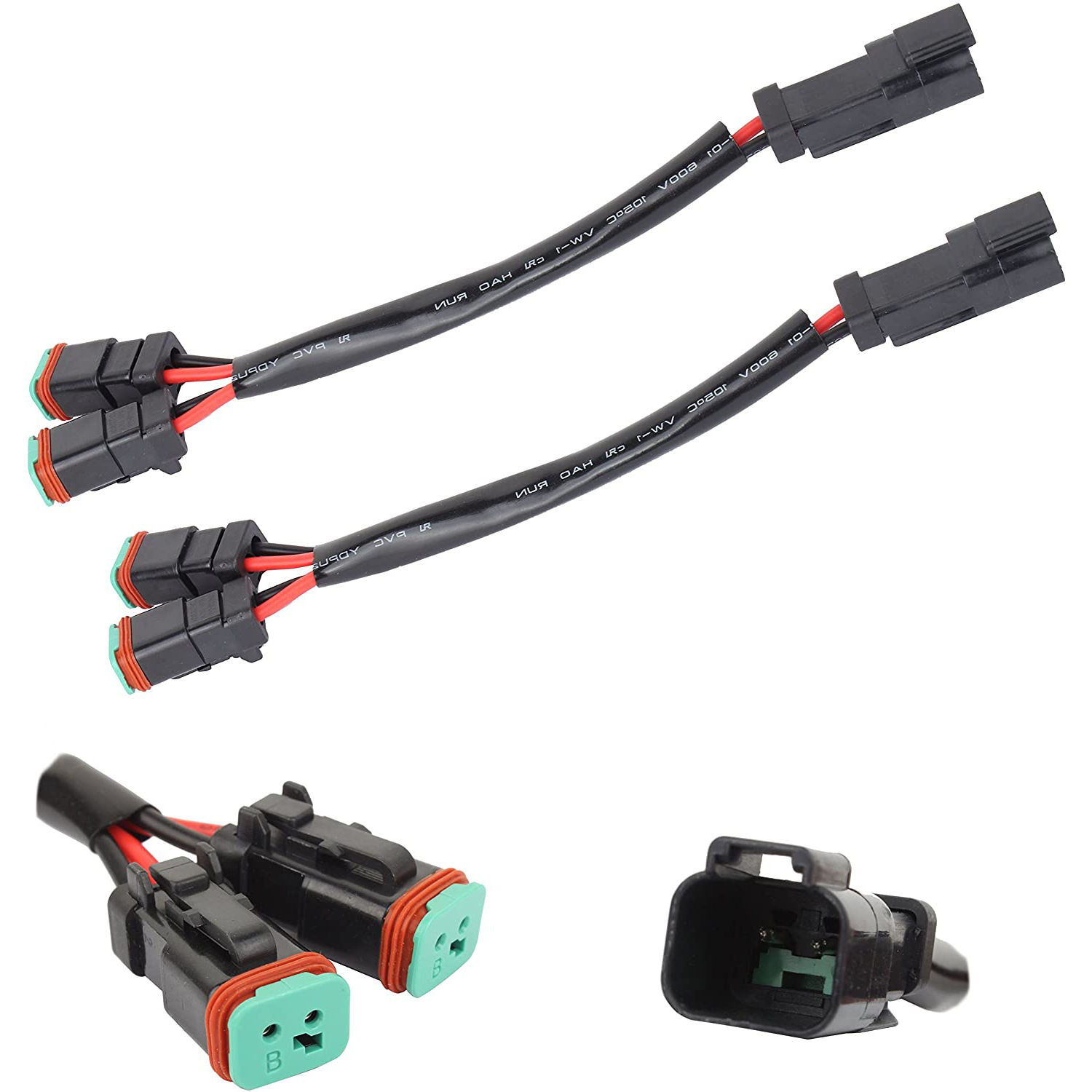 Factory wholesale waterproof DT male turnkey one-two Y-shaped output conversion line LED work light harness DT conversion line