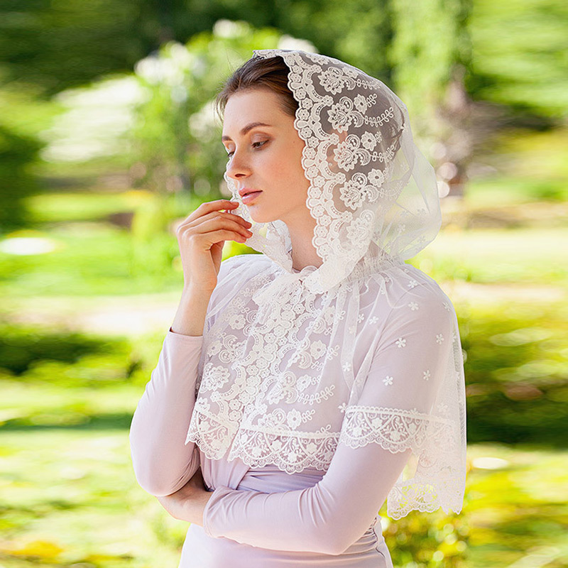 Amazon AliExpress cross-border new bridal lace scarf Church prayer mesh decorative head cover towel
