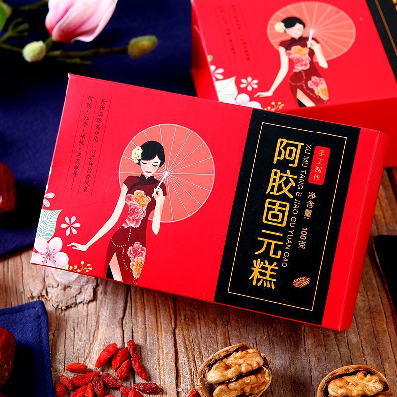 [New Year gift box] zhumutang donkey-hide gelatin cake donkey-hide gelatin solid yuan cake instant piece rose donkey-hide gelatin girl donkey-hide gelatin