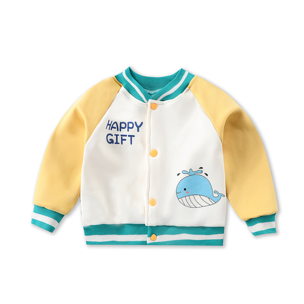 Children's jacket autumn and winter fleece-lined cardigan baseball uniform Korean style western style boys and girls outdoor sports one-piece delivery