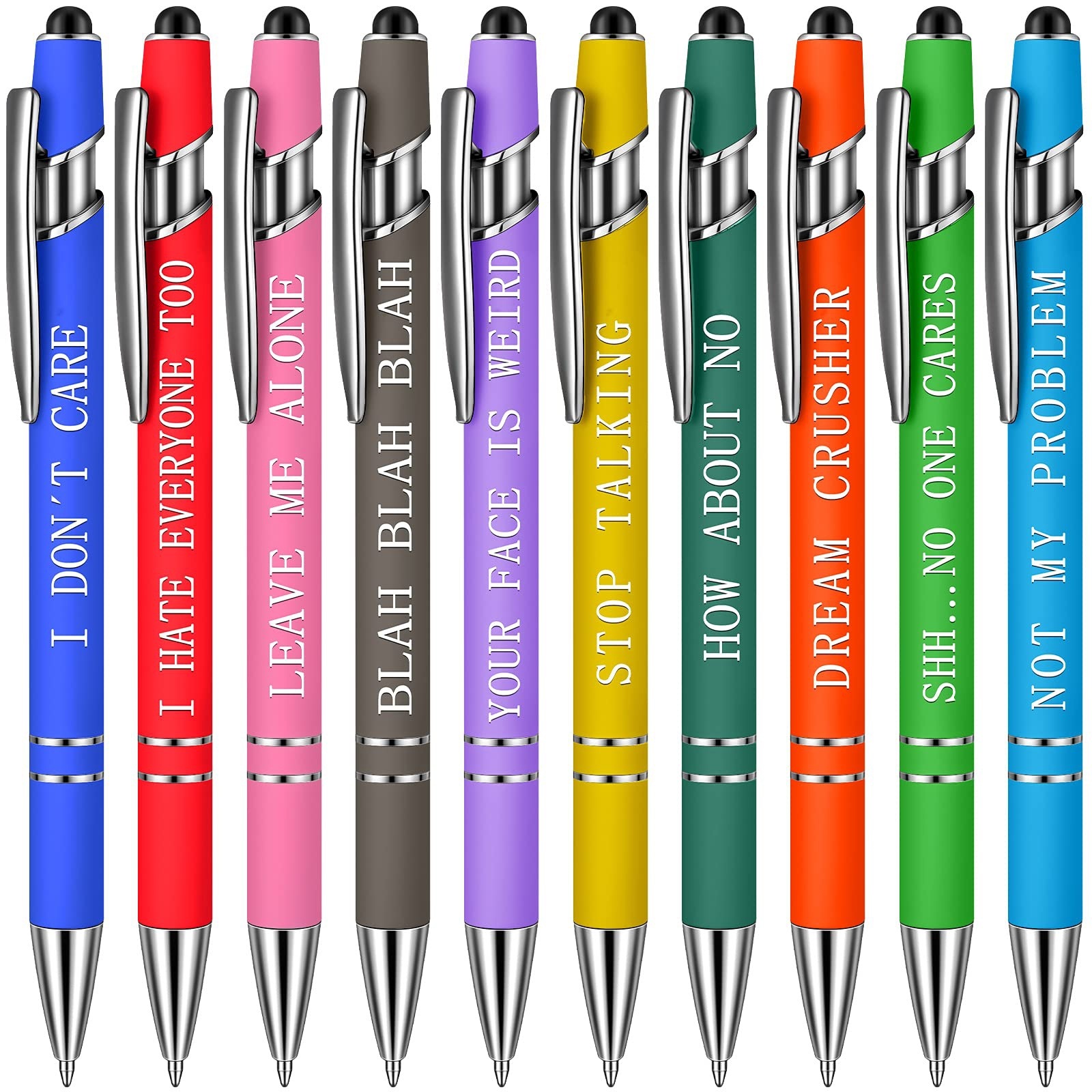 Funny Pens Funny pen set 10 PCs capacitive pen suit metal press ballpoint pen