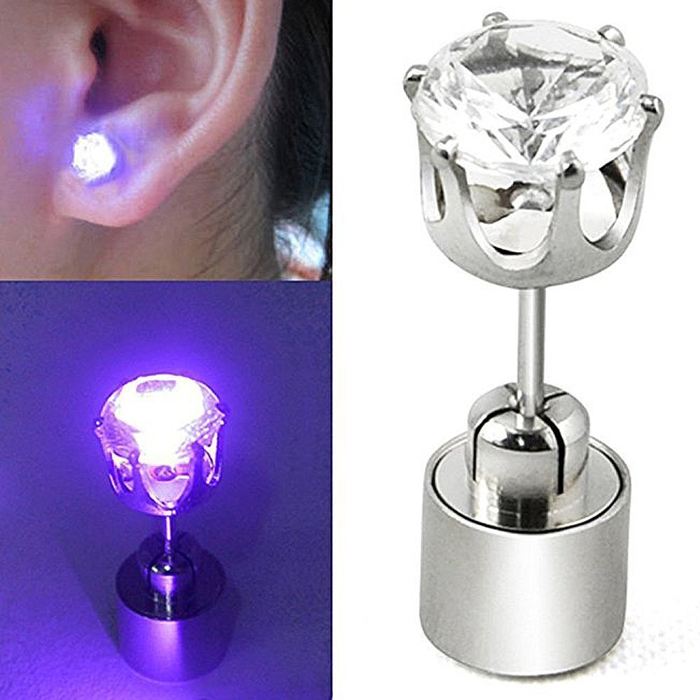 Net Celebrant New Colorful LED Luminous Earrings Bar Party Singing K Electric Syllable Night Club Cool Luminous Earrings Earrings