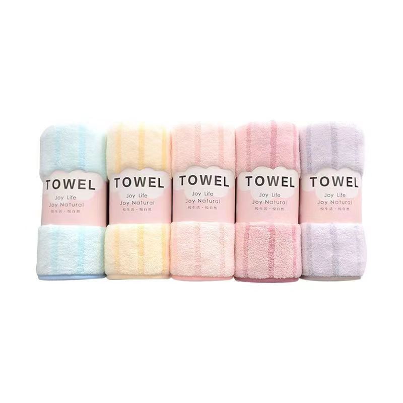 Wholesale cationic coral fleece towel face dry hair towel double-sided absorbent lint-free soft five-pack can be used for hair