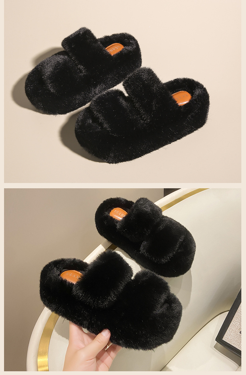 7cm thick bottom foreign trade large size parallel bars autumn and winter New heightening lining wool slippers home wool wholesale_voghion.com