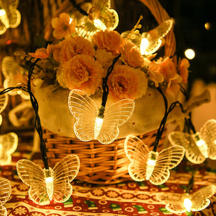 LED light string solar large crystal light string insect butterfly colored lights factory wholesale waterproof decorative colored lights