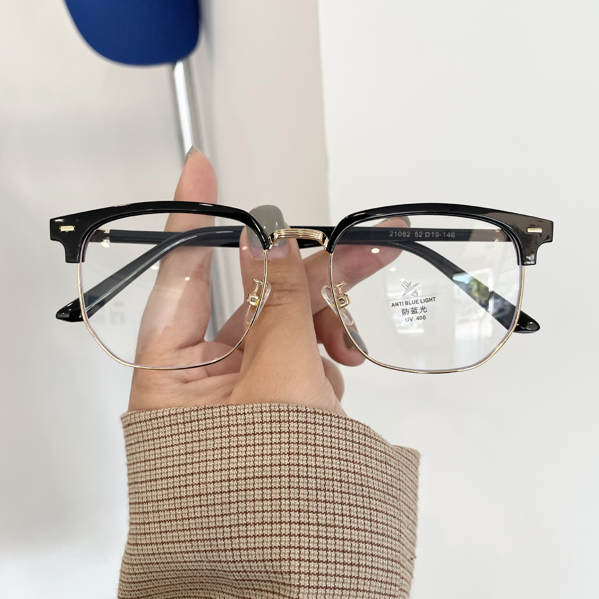 2204 Half Frame Glasses Men's Fashionable Myopia Sven Scum Tech Men's Ripper Handsome Glasses Frame Eye Anti-Blue Light Glasses