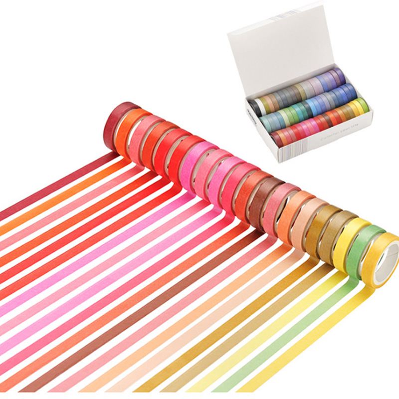 Color paper tape width 8mm decorative stickers 60 color rainbow tape set