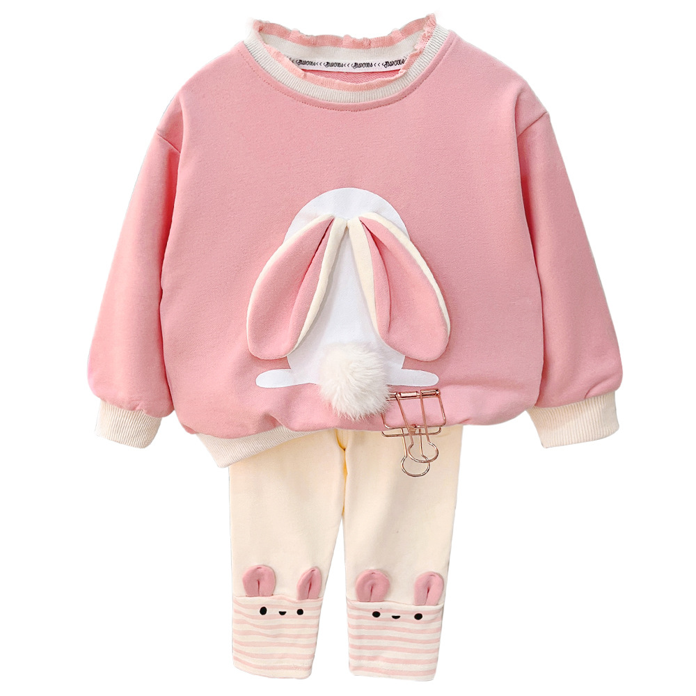 Girls' cute rabbit sweater trousers suit autumn new small and medium children's clothing children's baby sweet suit 2448