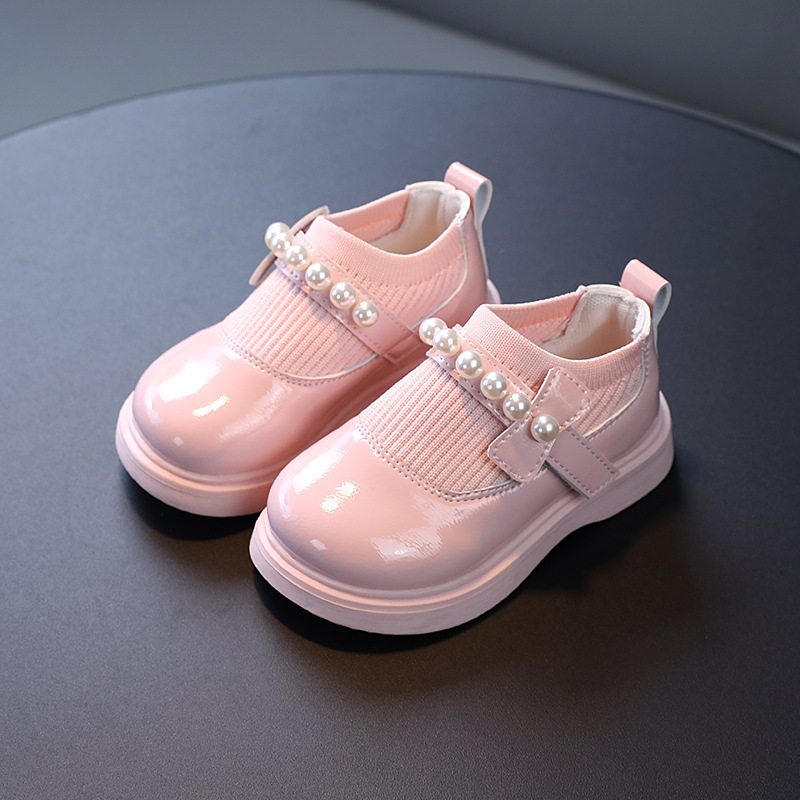 Japanese girls Big Head leather shoes student performance shoes wool elastic fashion Pearl dance shoes wholesale