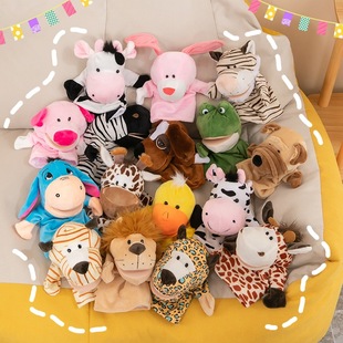 Open mouth cartoon animal plush hand puppet parent-child toy mouth can move a variety of styles cross-border in Stock mixed batch