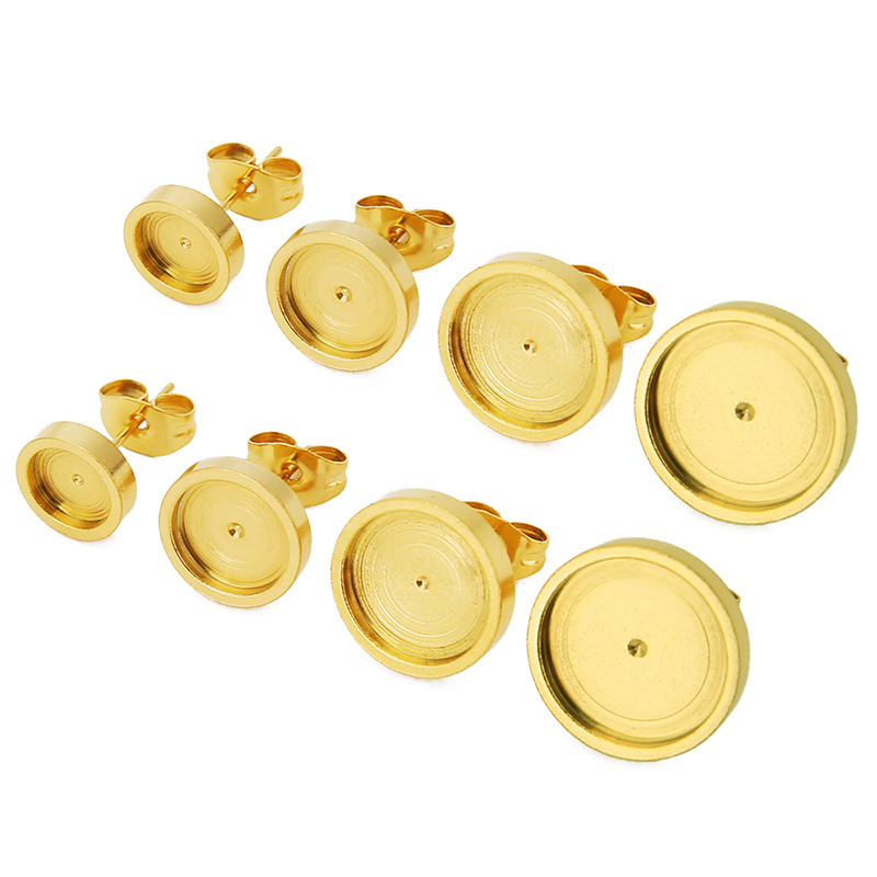 Stainless steel lathe earring holder 6-12mm European and American time gem earring accessories with ear plug diy earring accessories
