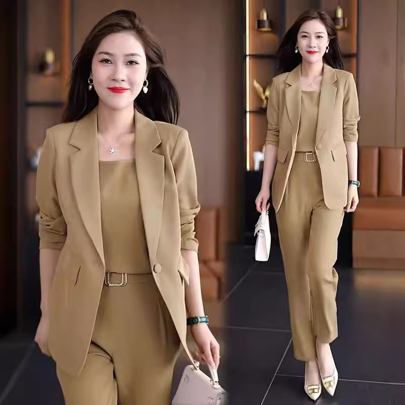 Fashion suit suit women's autumn new western style casual temperament slimming design suit business wear three-piece suit
