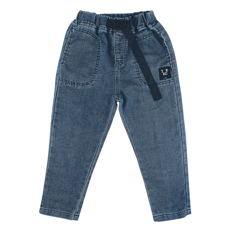 Japanese Early Autumn New Children's Wear Jeans Korean Style Western Style Children's Trousers for Boys Elastic Loose Autumn Bottoms
