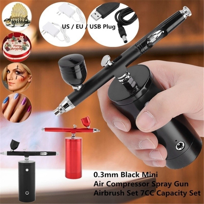 Amazon, eaby hot-selling portable rechargeable mini electric small spray pen air pump set model painting color