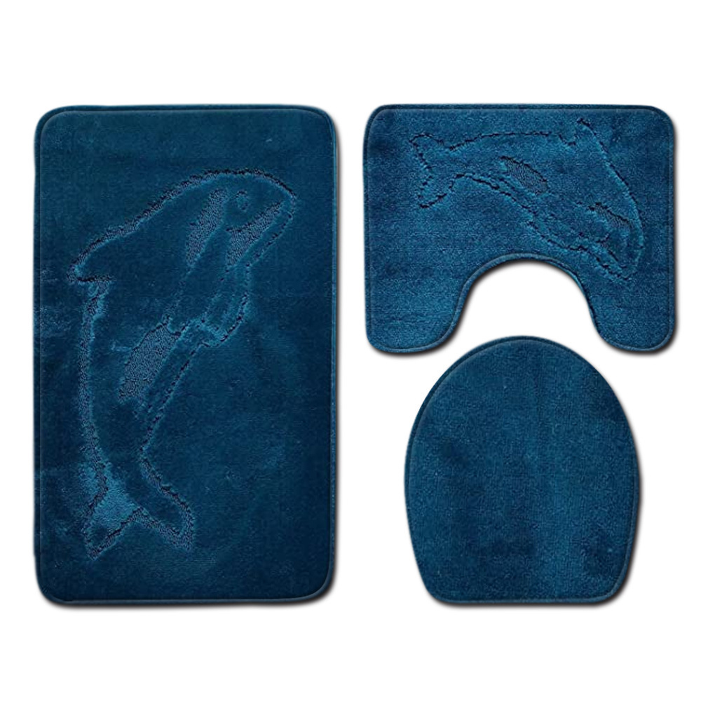 Cross-border dolphin bathroom three-piece floor mat texture toilet toilet carpet door mat a generation of animals