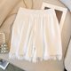 French Sweet and Spicy Style Top Set Women's Pink Tassel Knitted Small Camisole Vest + High Waist Wide Leg Casual Shorts