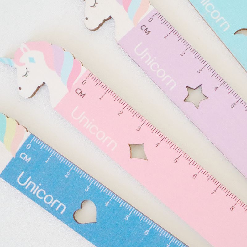 Factory direct supply unicorn wooden ruler student drawing creative ruler cross-border explosions