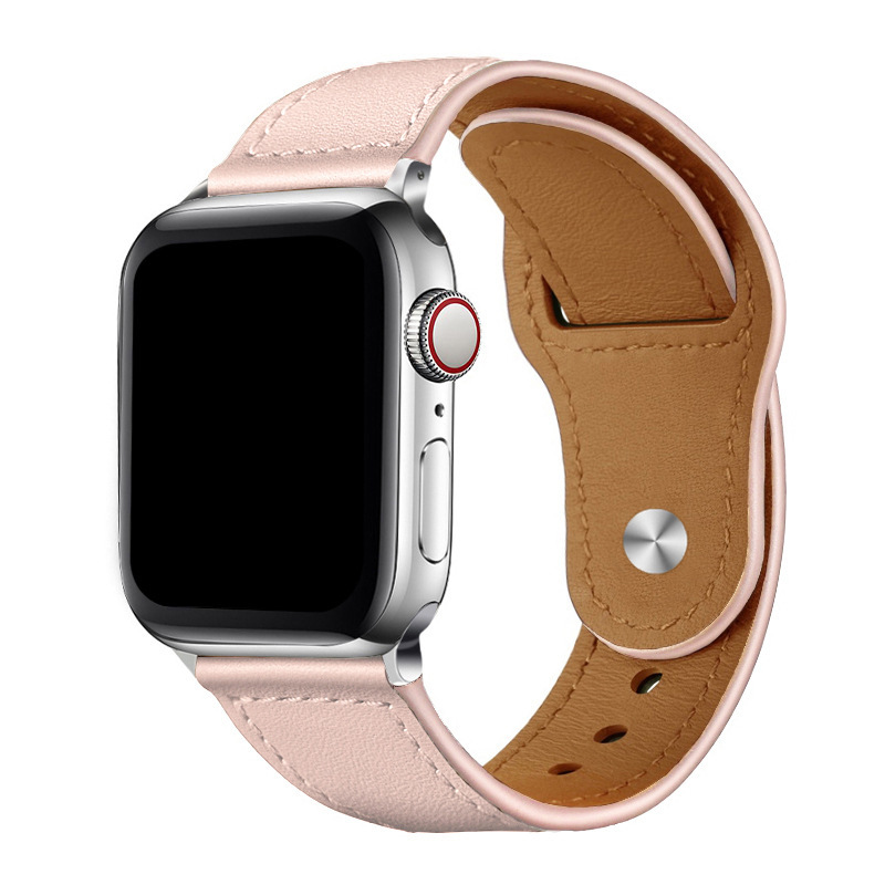 For Apple Watch applewatch9/8/7/se Retro Business Top Layer Leather iwatch Buckle Strap