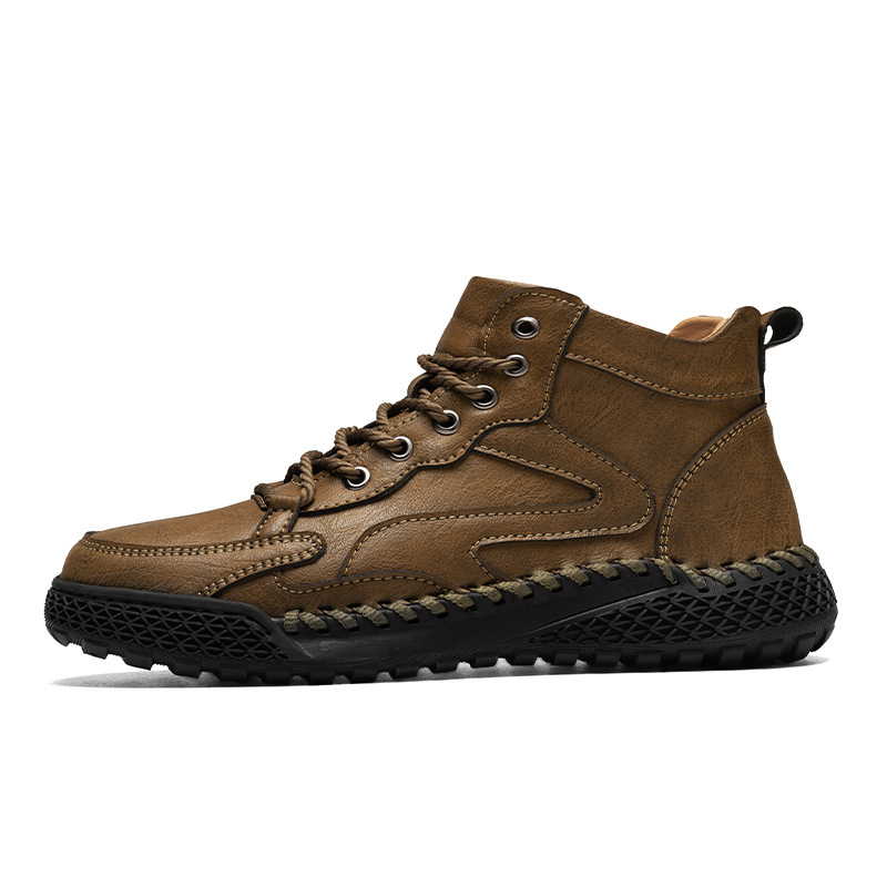 Cross-border hot plus size rubber non-slip outsole cowhide cotton-padded warm Men's snow boots cotton-padded shoes