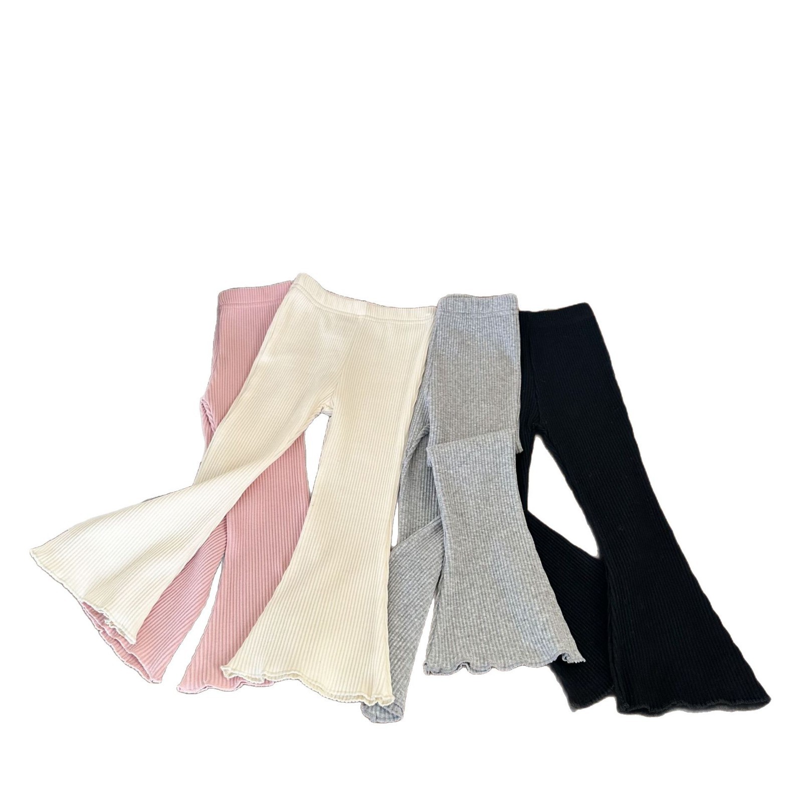 Girls' High-elastic Flared Pants 2024 Spring New Arrival Korean-style All-match High-waist Trousers Children's Pit-strip Base Stomach Pants