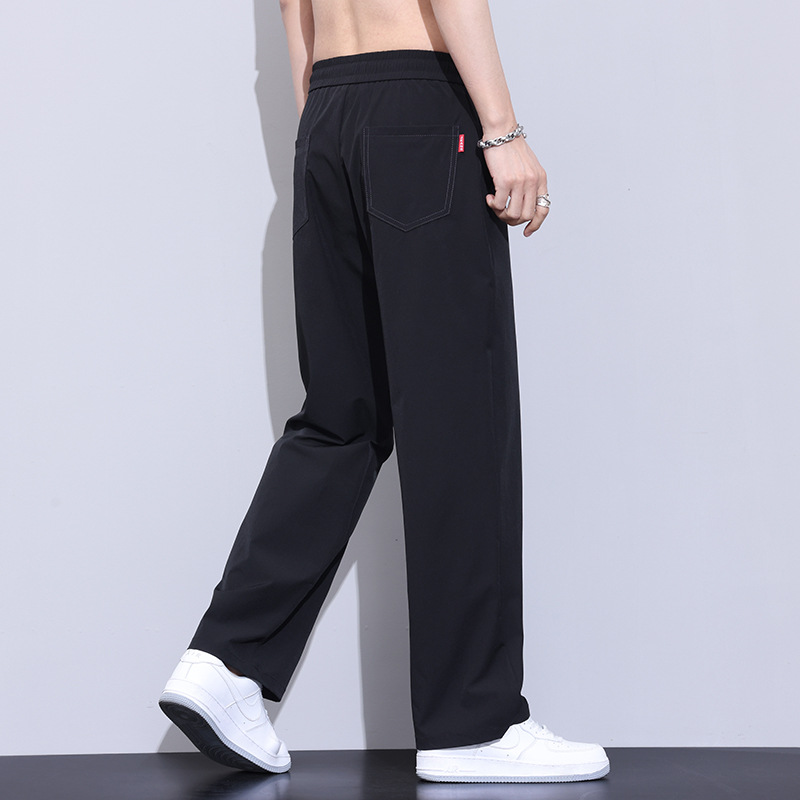 Pants Men's Summer Thin Ice Silk Quick-drying Casual Trousers Men's High Street Loose Straight Draping Sports Pants for Men