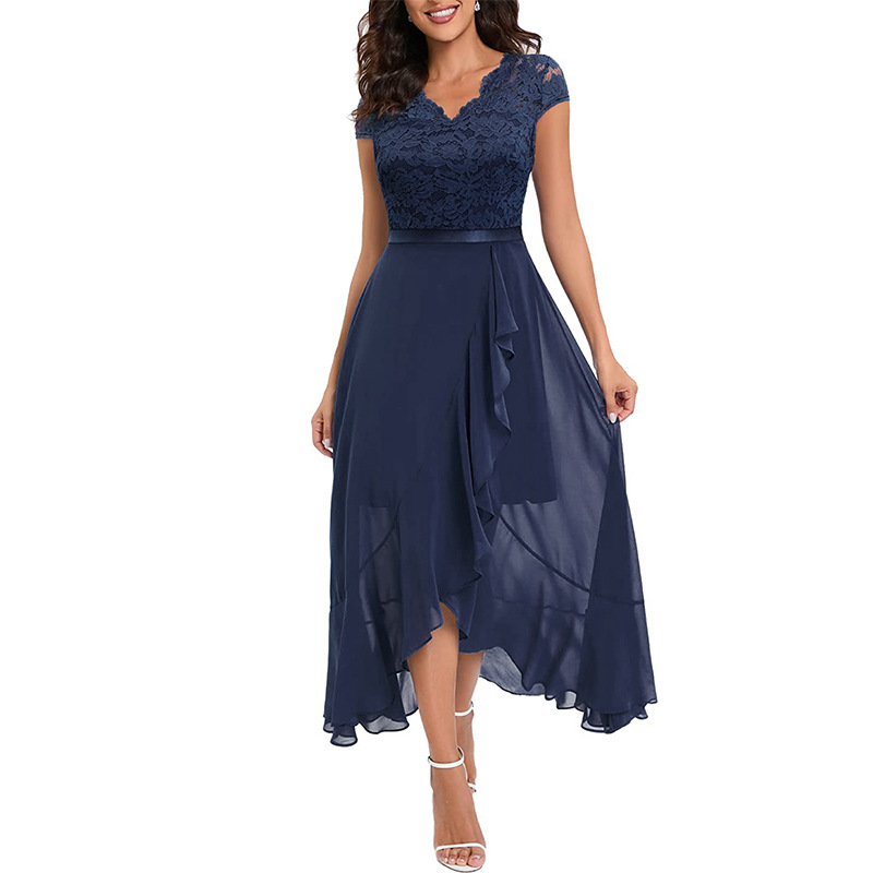 European and American New Foreign Trade Amazon Lace dress Banquet Dress Long Skirt Party Evening Dress Bridesmaid Dress