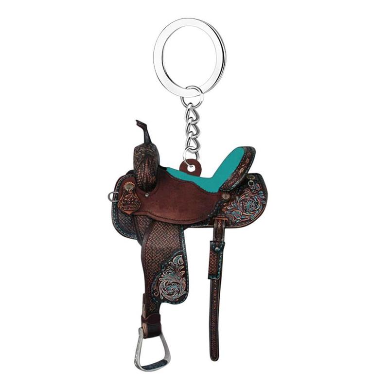 国境を越えた個性的な鞍のキーホルダーアクリル平面ペンダントキーホルダーバッグ装飾ストラップ|undefined